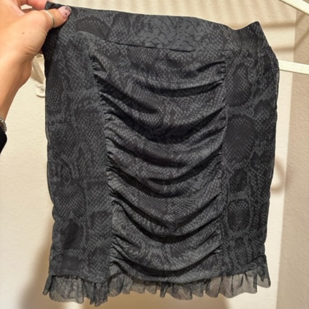 Free People Green Fitted Snake Print Mini Skirt